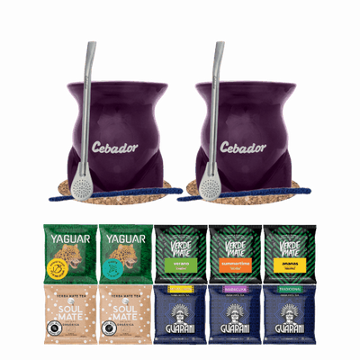 Set de Yerba Mate 10x50g 2x Calabaza + 2x Bombilla