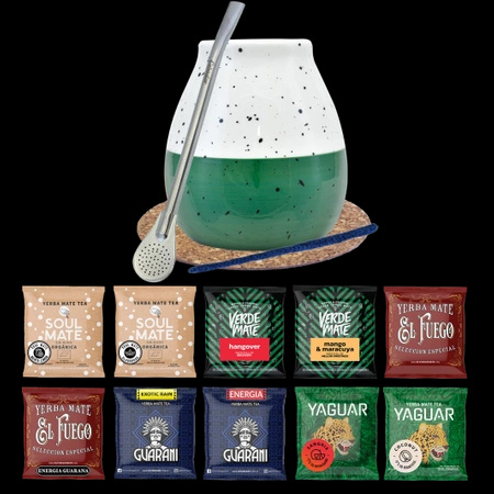 Set de Yerba Mate 10x50g Calabaza + Bombilla