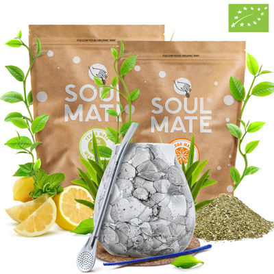 Set de Yerba Mate Soul Mate Organica 2x500g 1kg Calabaza + Bombilla