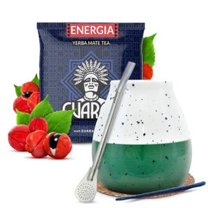 Guarani juego yerba mate cerámica calabaza bombilla