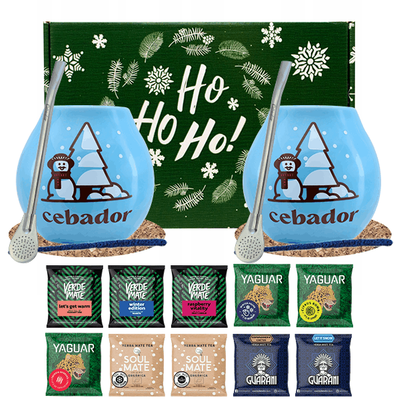 Set Regalo Navidad Para Parejas - Yerba Mate 10 x 50 g (500 g) + 2 x Accesorios + Caja