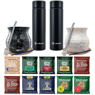 Yerba Mate Termo Bombilla Set para Dos 500g