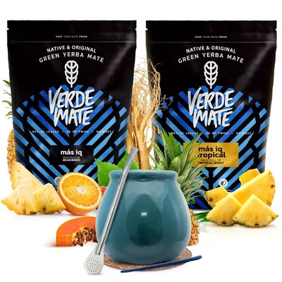 Verde Mate juego yerba mate cerámica calabaza bombilla