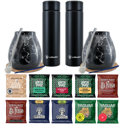 Yerba Mate Termo Bombilla Set para Dos 500g