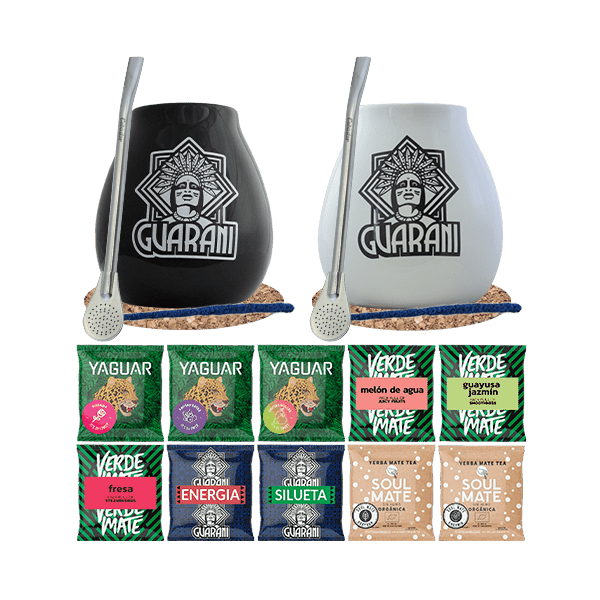 Yerba Mate Set 500g Calabaza x2 Bombilla 10x50g