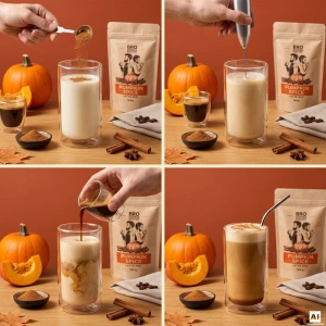 Set para Pumpkin Spice Latte: café Bro Coffee Roastery Brazil Cerrado 1kg + Pumpkin Spice Latte Mix 100g