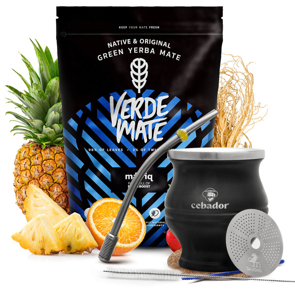 Juego de Yerba Verde Mate Mas IQ 0,5kg + TermoColador