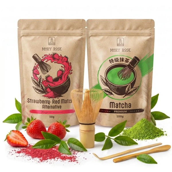 Set para Matcha Latte colorido: Matcha + Red Matcha + accesorios