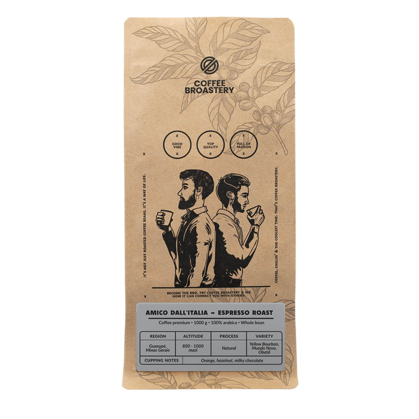 Bro Coffee Roastery - Café arábica en grano Amico dall'Italia Espresso Roast 1 kg