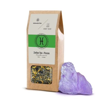 Set para Piscis: té del zodíaco + piedra mágica