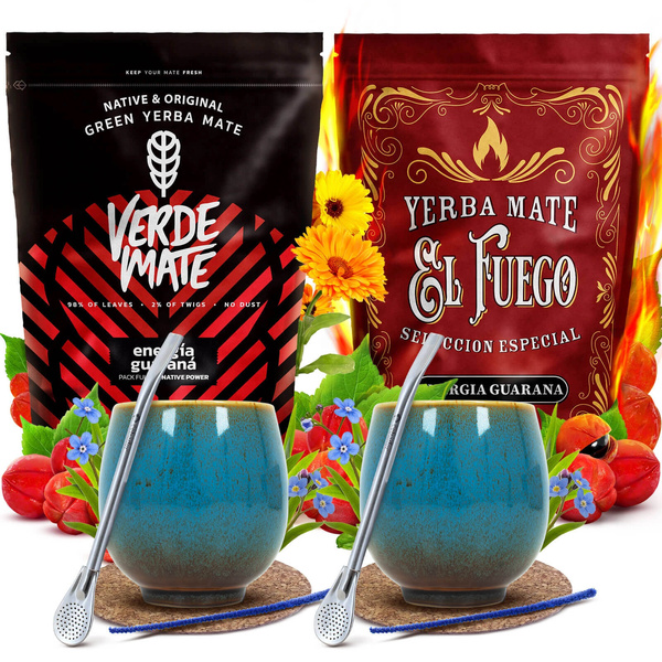 Yerba Mate Set PARA DOS Calabaza Bombilla 1000g