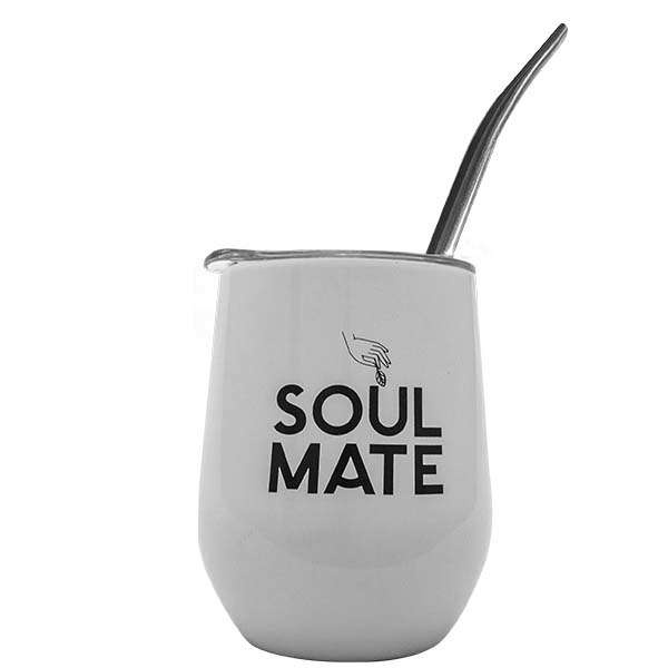 TermoLid – mate de acero inoxidable con tapa – Soul Mate (blanco) – 350 ml