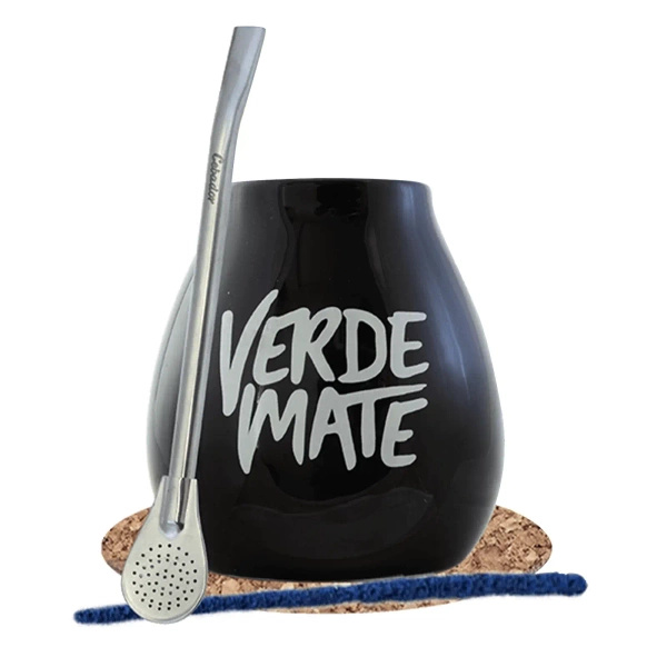 Juego de calabaza negra Verde Mate + bombilla