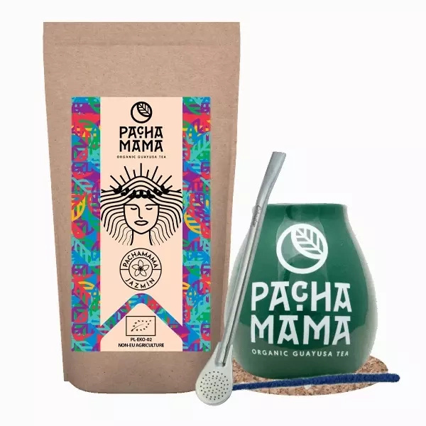 Set de Guayusa Pachamama Jazmín 100g + Calabaza + Bombilla