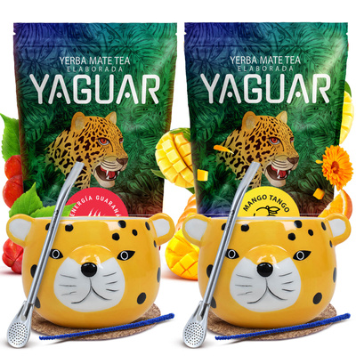 Set de Yerba Mate para Dos: Yaguar 2x500g + 2x Calabaza + 2x Bombilla