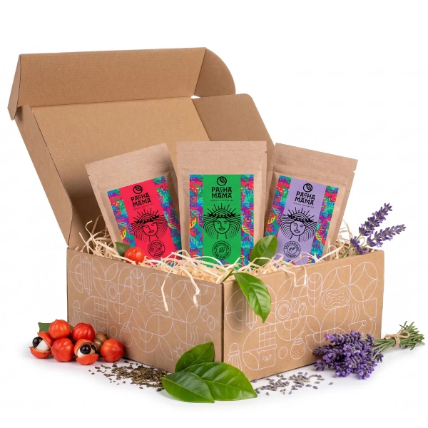 Set de regalo Guayusa Pachamama: Pure + Lavanda + Energia 3x100g