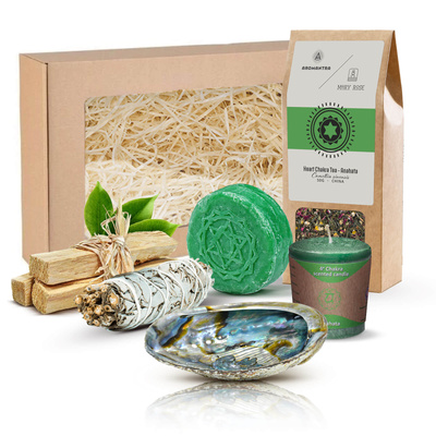 Set de regalo para Chakra del Corazón (Anahata): té de chakra + incienso + vela