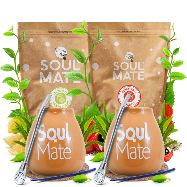 Set de Yerba Mate para Dos: Soul Mate 2x500g + 2x Calabaza + 2x Bombilla