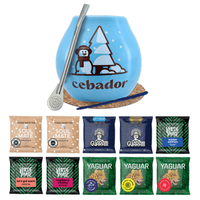 Yerba Mate set de regalo 10x50g calabaza + bombilla