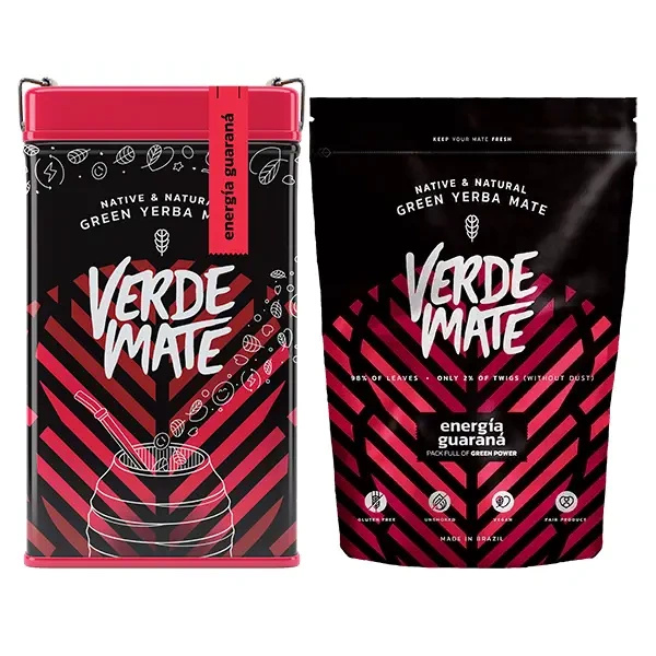 Set de Yerba Mate: Verde Mate Energía Guaraná 2x500g + Yerbera