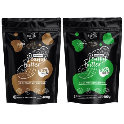 Set de mantequilla de cacahuete en polvo Nustino: Classic + Coconut 2x400g