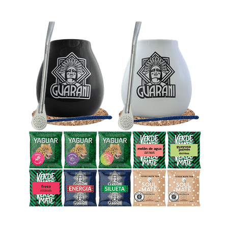 Yerba Mate Set 500g Calabaza x2 Bombilla 10x50g