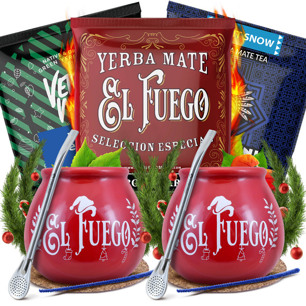 Yerba Mate Set de invierno PARA DOS Calabaza Bombilla