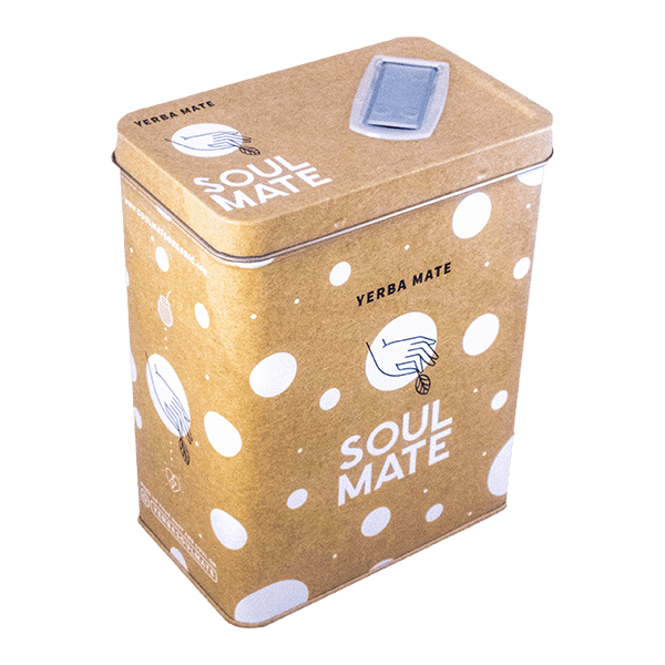 Yerbera – Lata metálica + Soul Mate Orgánica Elaborada 0,5 kg