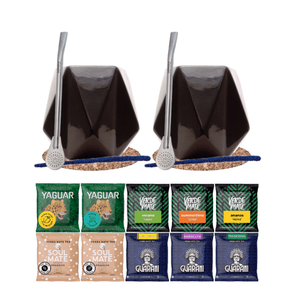 Set de Yerba Mate 10x50g 2x Calabaza + 2x Bombilla
