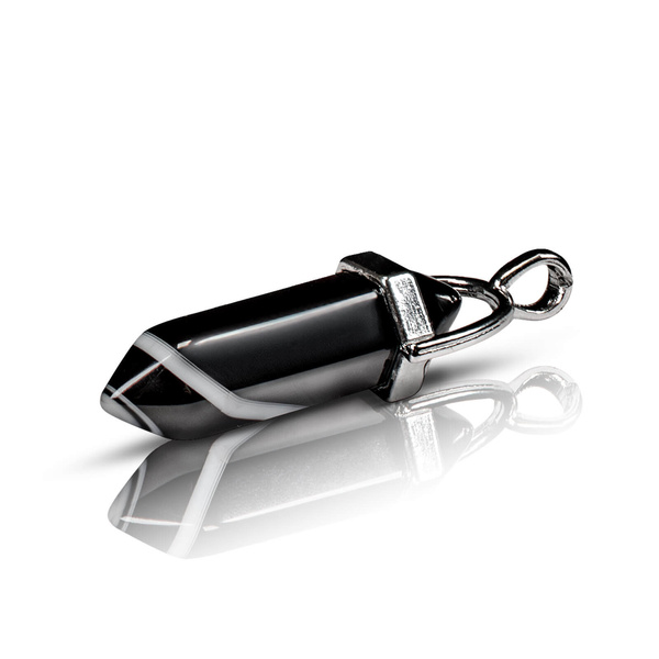 Colgante con ágata negra en bolsa + cadena