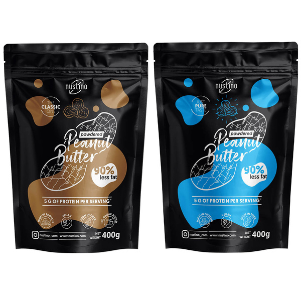 Set de mantequilla de cacahuete en polvo Nustino: Classic + Pure 2x400g