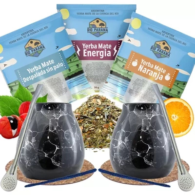 Set de Yerba Mate PARA DOS Calabaza + Bombilla