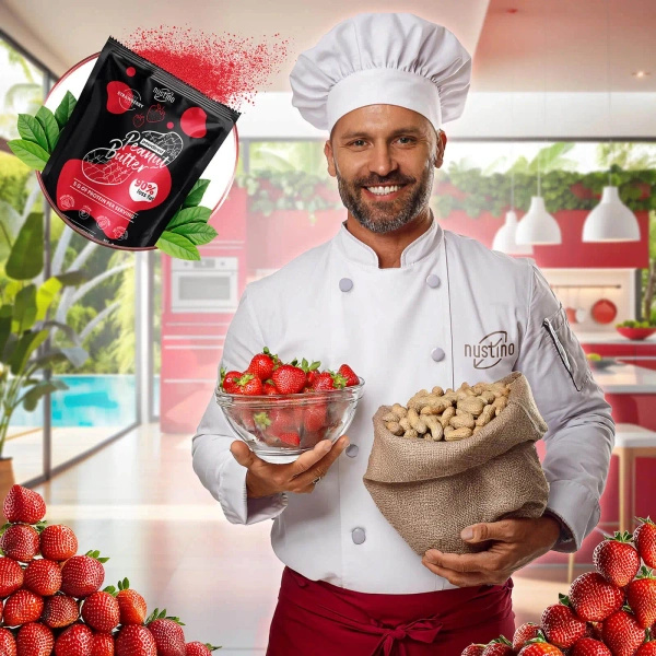 Nustino – Mantequilla de cacahuete en polvo – Strawberry (sin azúcar añadido) 400 g