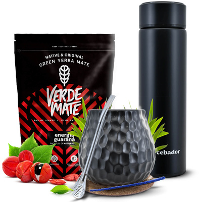 Set de Yerba Mate Verde Mate 400g 0,4kg Termo LED