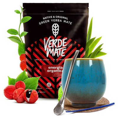 Set de Yerba Mate Verde Mate 400g 0,4kg Calabaza + Bombilla