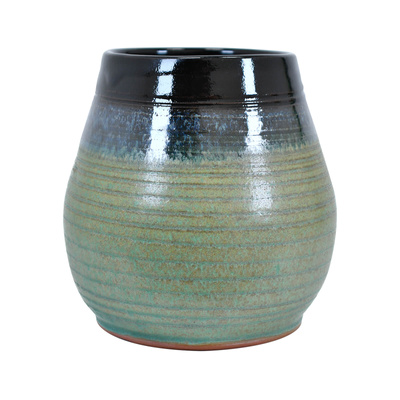 Calabaza de cerámica Niebla (negro-verde) 300 ml – Serie Cráter