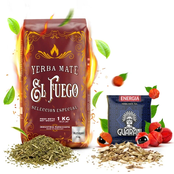 Set de Yerba Mate: El Fuego 1kg + muestra Guarani Energia 50g