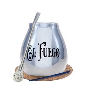 Yerba Mate BIG kalabasa bombilla plata El Fuego