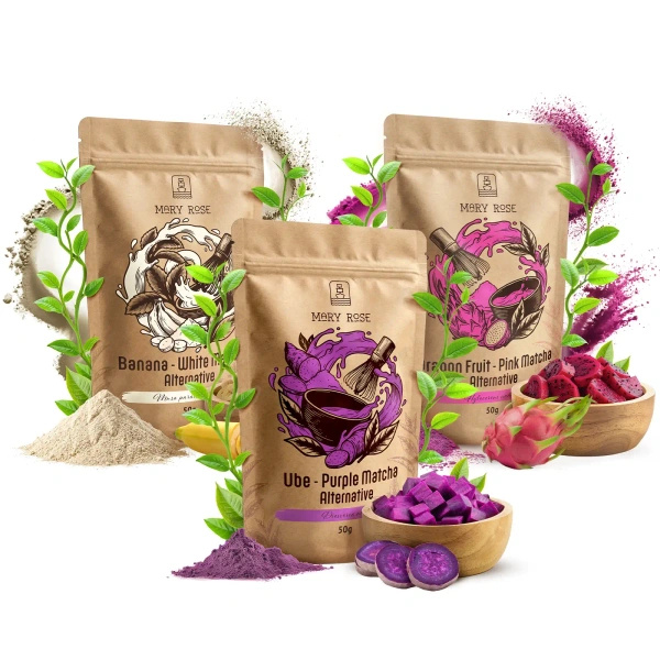 Set de matcha coloridos: Purple Matcha + White Matcha + Pink Matcha