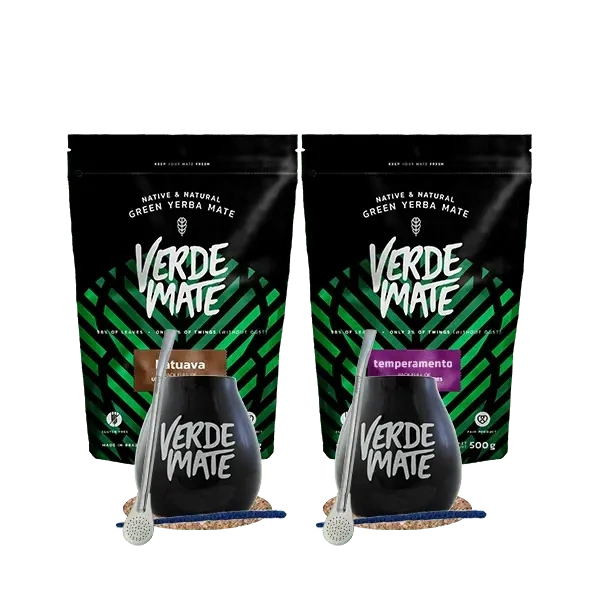 2 x Yerba mate Verde Katuava Temperamento + 2 x Accesorios - Set para parejas