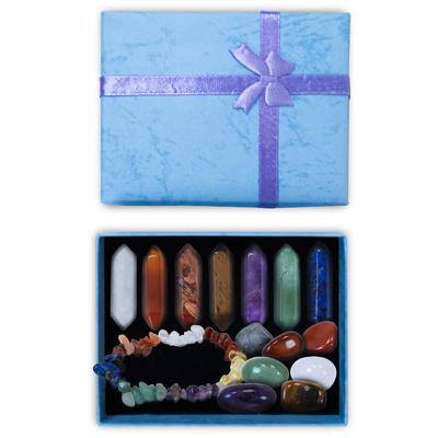 Set de piedras de chakras con pulsera – en caja de regalo