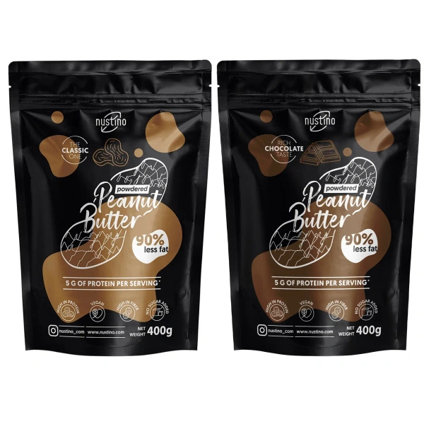 Set de mantequilla de cacahuete en polvo Nustino: Classic + Chocolate 2x400g
