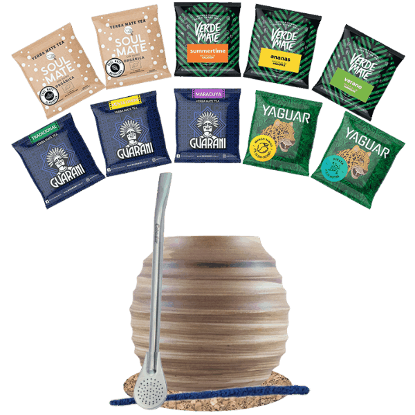 Set de Yerba Mate 10x50g Calabaza + Bombilla