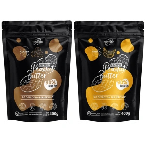 Set de mantequilla de cacahuete en polvo Nustino: Classic + Banana 2x400g
