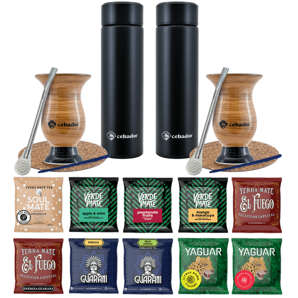Yerba Mate Termo Bombilla Set para Dos 500g