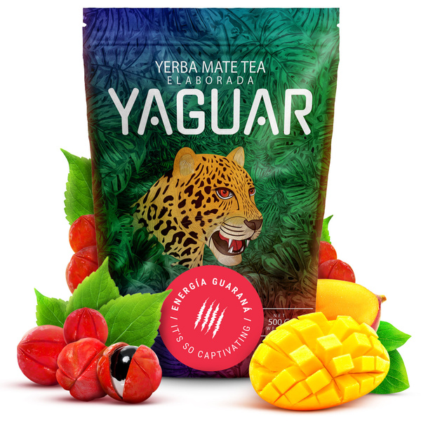 Set de Yerba Mate Yaguar Energia 500g 0,5kg Yerbomos + Calabaza + Bombilla