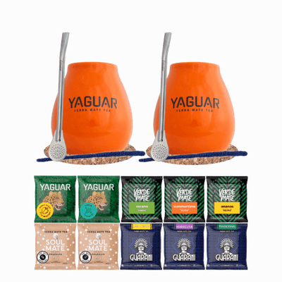 Set de Yerba Mate 10x50g 2x Calabaza + 2x Bombilla
