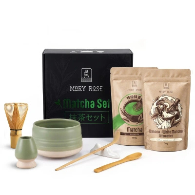 Set de regalo para Matcha Latte colorido: Matcha + White Matcha + accesorios