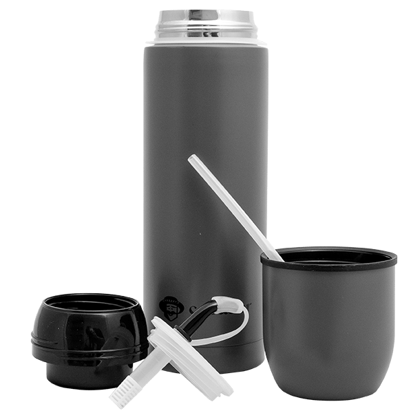 Yerbomos 5.0 - 650 ml - Mate, termo y bombilla en uno (gris)