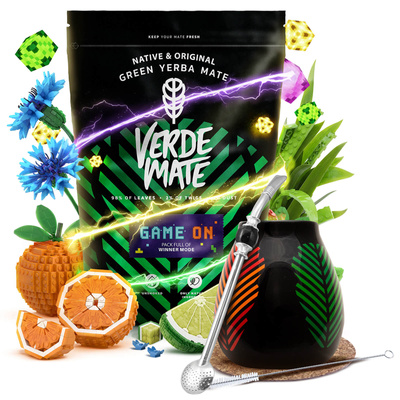 Set de Yerba Mate Verde Mate Game On 400g 0,4kg Calabaza + Bombilla